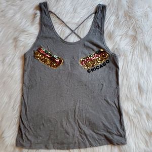 PINK VS Chicago hot dog sequin tank top